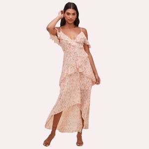 ASTR THE LABEL NWOT Peach Flowy Floral High Low Spring Special Occassion Dress